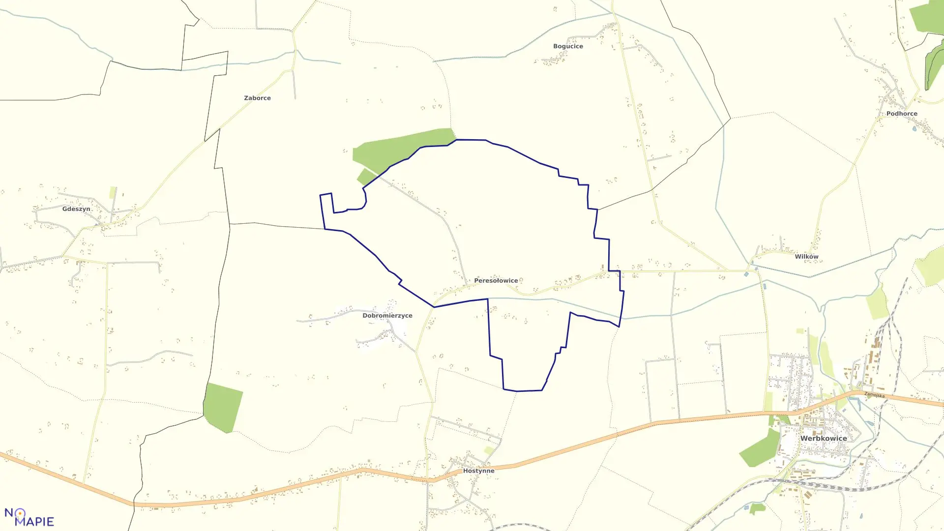 Mapa obrębu Peresołowice w gminie Werbkowice